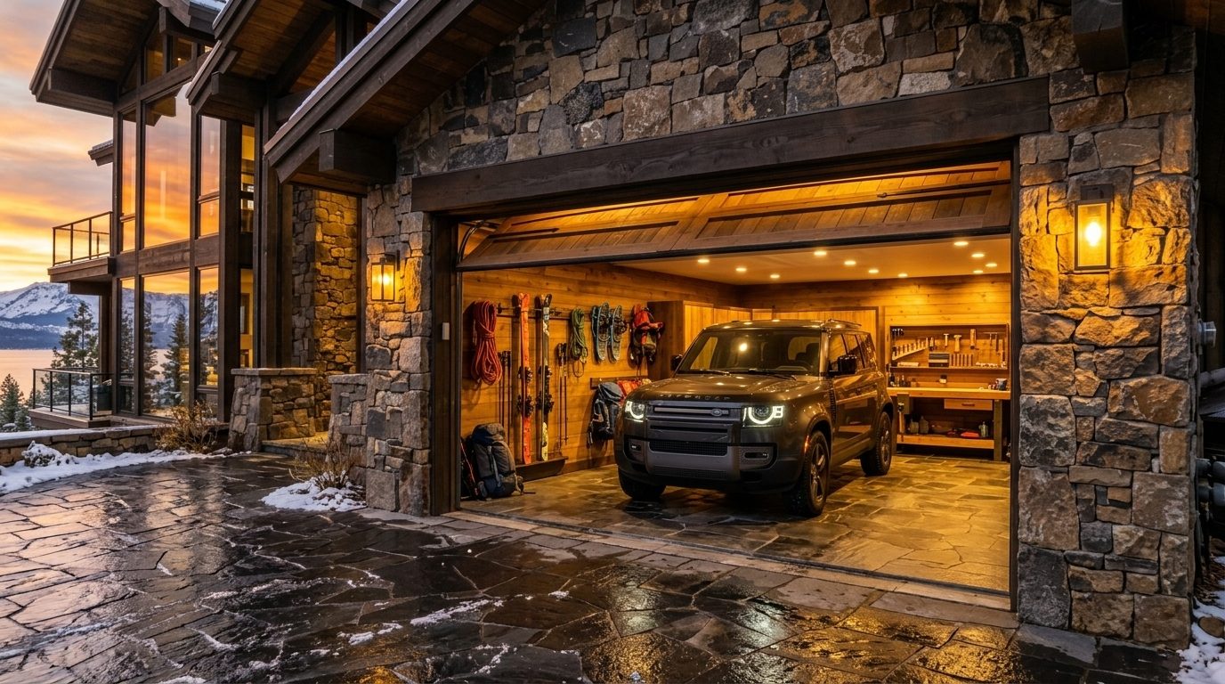 Lawrence Garage Door Services Garage Door Gliding Open Revealing Warm Illuminated Interior